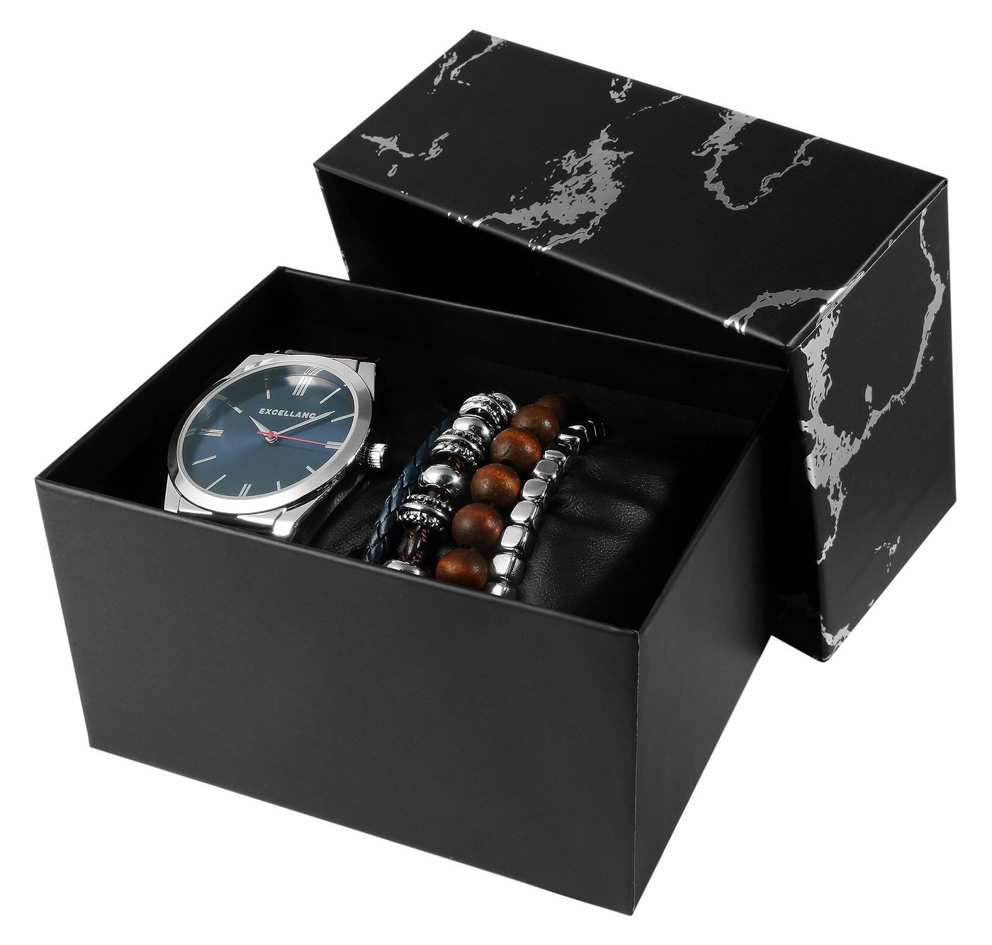 EXCELLANC Schmuckset 2900223 Excellanc Geschenkset mit Herrenarmbanduhr und vier von EXCELLANC