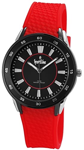 Excellanc SportLine Modische Damen Armband Uhr Schwarz Rot Silikon Analog Quarz 9220821100001 von Excellanc