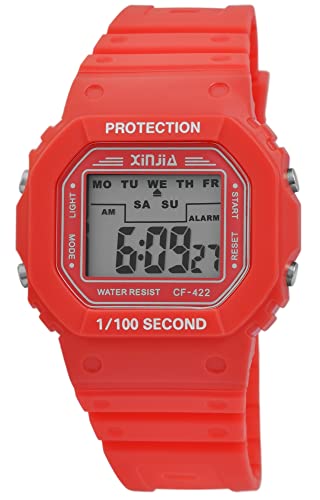 Excellanc Sportliche Herren Armband Uhr Rot Digital Kunststoff Silikon Alarm Datum Wecker Quarz Jungen Kinder 92400017004 von Excellanc