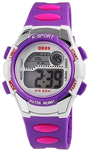 Excellanc Sportliche Kinderuhr Weiß Lila Pink Digital Kunststoff Silikon Alarm Datum Wecker Quarz Junge Mädchen 94400001007 von Excellanc