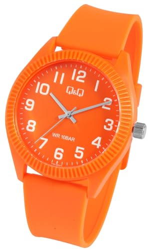Excellanc Sportliche Q&Q Damen Herren Armband Uhr Orange Analog Kunststoff Silikon Quarz Frauen Männer Sport 100M WR 9V12A007VY von Excellanc