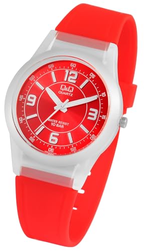 Excellanc Sportliche Q&Q Damen Herren Armband Uhr Rot Analog Silikon Kunststoff 10ATM 100M Quarz Unisex Frauen Männer Sport 9VQ50J009Y von Excellanc