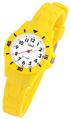 Excellanc Sportliche Q&Q Kinder Armband Uhr Weiß Gelb Analog Silikon Kunststoff Jungen Mädchen 100M WR Kids Sport 9V26A002VY von Excellanc