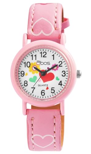 Excellanc Süße Kinder Mädchen Armband Uhr Herz Blume Weiß Rosa Analog Leder Imitat Quarz Junge Kids 94900002007 von Excellanc