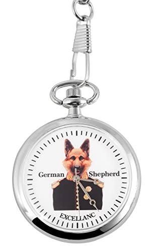 Excellanc Taschen-Uhr mit Kette Unisex Motiv Analog Quarz 4000024 (Schäferhund) von Excellanc