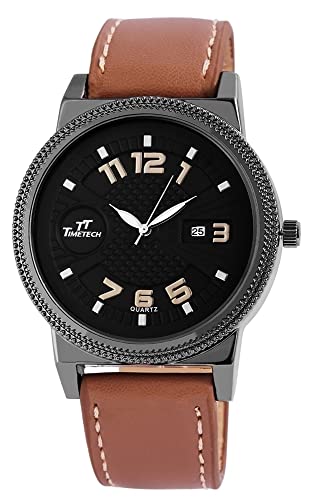 Excellanc TimeTech Modische Herren Armband Uhr Schwarz Braun Datum Kunst Leder Analog 9227471000022 von Excellanc