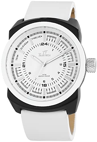 Excellanc TimeTech Modische Herren Armband Uhr Weiß Schwarz Kunst Leder Analog Quarz Design 9227472000010 von Excellanc