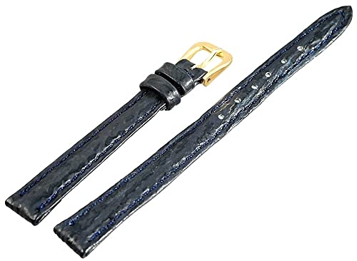 Excellanc -Uhrenarmband Ersatz Echt Leder Stegbreite 10-12 mm Dornschließe (Stegbreite: 10 mm, blau) von Excellanc
