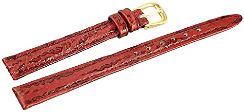 Excellanc -Uhrenarmband Ersatz Echt Leder Stegbreite 10-12 mm Dornschließe (Stegbreite: 12 mm, rot) von Excellanc