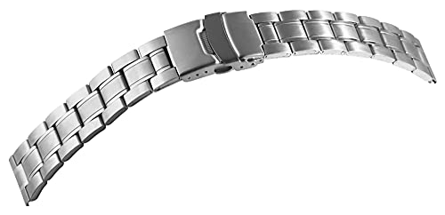 Excellanc-Uhrenarmband Ersatz Gliederarmband aus Edelstahl Stegbreite 18-24 mm mit Faltschließe (Stegbreite: 18 mm, silberfarbig poliert matt) von Excellanc