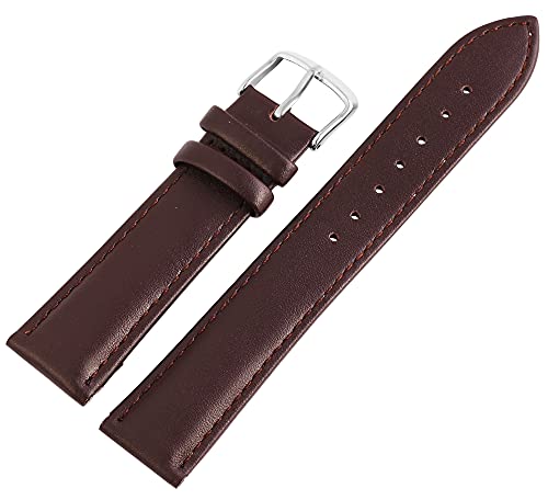 Excellanc-Uhrenarmband Ersatz Leder Ziernaht Dornschließe dunkelbraun Breite 12-26 mm 8000055 von Excellanc