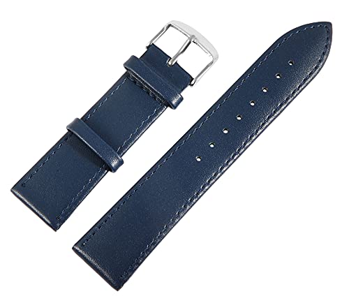 Excellanc-Uhrenarmband Ersatz Leder glatt Dornschließe Breite 10-26 mm (Stegbreite: 16 mm, dunkelblau) von Excellanc