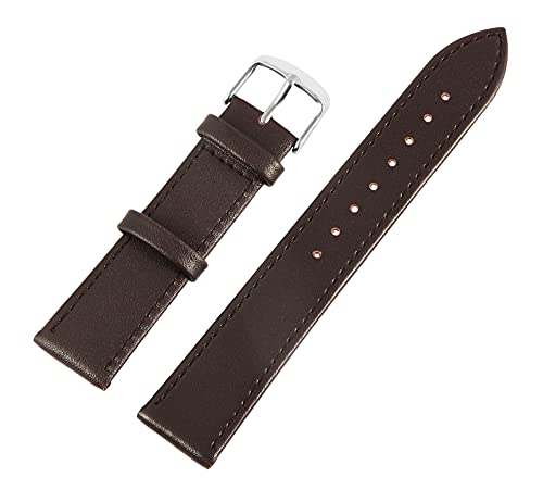 Excellanc-Uhrenarmband Ersatz Leder glatt Dornschließe Breite 10-26 mm (Stegbreite: 16 mm, dunkelgrau) von Excellanc