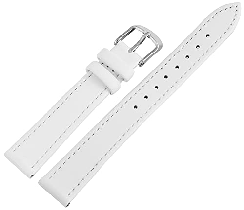 Excellanc-Uhrenarmband Ersatz Leder glatt Dornschließe weiß Breite 10-26 mm 8000052 von Excellanc