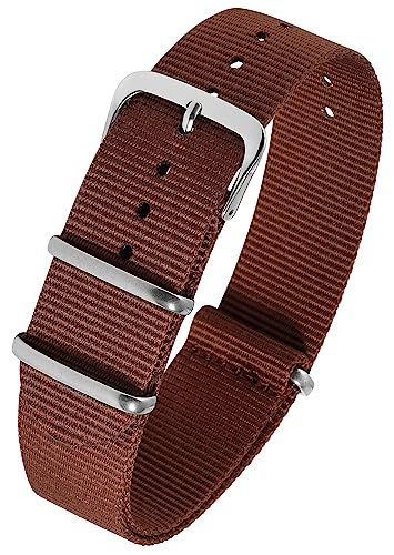 Excellanc-Uhrenarmband Ersatz Textil Dornschließe Breite 14-22 mm (Stegbreite: 20 mm, dunkelbraun) von Excellanc