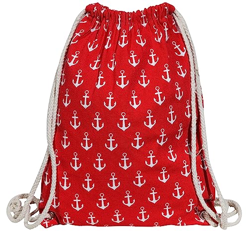 Excellanc Unisex-Rucksack Turnbeutel Textil 30 x 40 x 0,4 cm Anker maritim 3600189 (rot weiß) von Excellanc