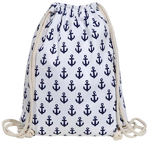 Excellanc Unisex-Rucksack Turnbeutel Textil 30 x 40 x 0,4 cm Anker maritim 3600189 (weiß blau) von Excellanc
