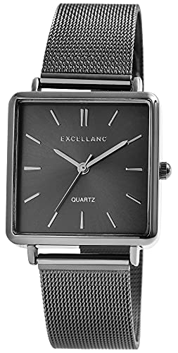 Excellanc Unisex-Uhr Edelstahl Meshband Hakenverschluss Analog Quarz 2310003 (anthrazit) von Excellanc