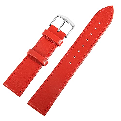 Excellanc Unisex-Uhrenarmband rot Ersatz aus Leder glatt mit Dornschließe Breite 10-26 mm 8000549 (Stegbreite: 10 mm, rot) von Excellanc