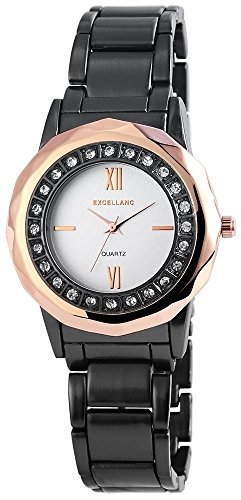 Excellanc Damen-Uhr Metall Gliederarmband Faltschließe Simili Analog Quarz 152872500024 von Excellanc