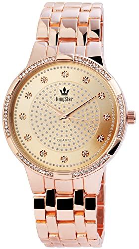 Kingstar Unisex-Uhr Metall Gleiderarmband Simili-Stein Analog Quarz 1800057 (roségoldfarbig) von Excellanc