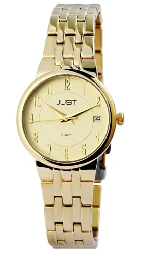 Klassische Damen Armband Uhr Gold Edelstahl Analog Datum Quarz 5ATM Fashion 9JU10171003 von Excellanc