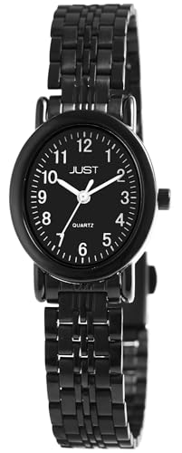 Klassische Damen Armband Uhr Schwarz Oval Edelstahl Analog Quarz 5ATM Fashion 9JU10138015 von Excellanc