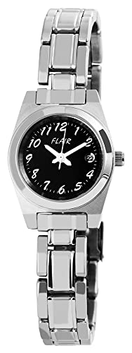 Klassische Damen Armband Uhr Schwarz Silber Analog Datum Edelstahl Quarz Frauen 9100621000001 von Excellanc