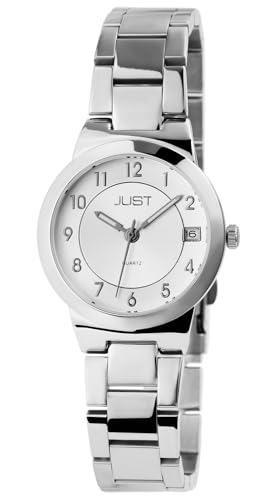 Klassische Damen Armband Uhr Silber Edelstahl Analog Datum Quarz 3ATM Fashion 9JU10170001 von Excellanc