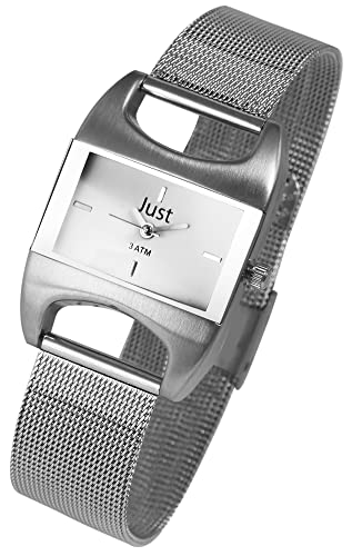 Klassische Damen Armband Uhr Weiß Silber Edelstahl Meshband Milanaise Analog Quarz 3ATM Fashion 9JU10117001 von Excellanc