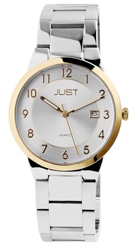 Klassische Herren Armband Uhr Silber Rosègold Analog Datum Edelstahl 3ATM Quarz 9JU20165003 von Excellanc