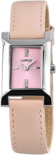 Lorus Modische Damen Armband Uhr Rosa Analog Echt Leder Strass Kristalle Frauen Quarz 9RRW61CX9 von Excellanc