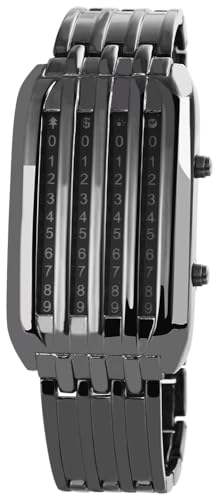 Moderne Design Digital Herren Armband Uhr Anthrazit LED Edelstahl Quarz 9200671000013 von Excellanc