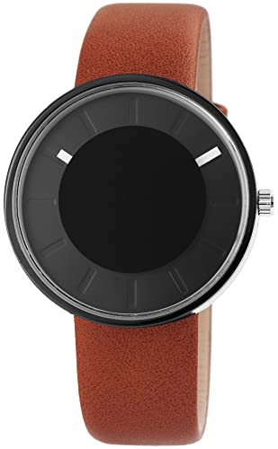 Modische Design Herren Armband Uhr Grau Schwarz Braun Analog 2 Zeiger Kunst Leder Quarz 92910006004 von Excellanc