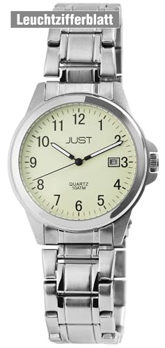 Modische Herren Armband Uhr Weiß Silber Leuchtziffernblatt Analog Datum Edelstahl 10ATM Quarz 9JU20152003 von Excellanc