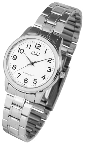 Modische Q&Q by Citizen Design Damen Armband Uhr Weiß Silber Analog Edelstahl 3ATM Quarz Frauen 9Q66A001PY von Excellanc