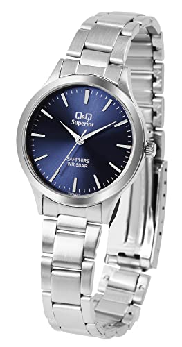 Q&Q Superior by Citizen Damen Armband Uhr Blau Silber Analog Edelstahl Saphirglas 5ATM Quarz 9S279J222Y von Excellanc