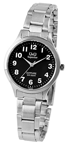 Q&Q Superior by Citizen Damen Armband Uhr Schwarz Silber Edelstahl Analog Saphirglas 5ATM 9S279J205Y von Excellanc