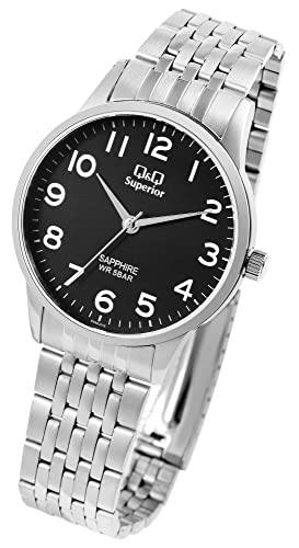 Q&Q Superior by Citizen Herren Armband Uhr Schwarz Silber Edelstahl Saphirglas 5ATM 9S280J215Y von Excellanc