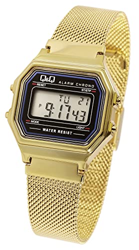 Q&Q by Citizen Damen Armband Uhr Gold Digital Milanaise Alarm Edelstahl Quarz Frauen 9M173J027Y von Excellanc