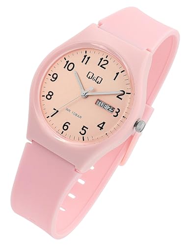 Q&Q by Citizen Damen Armband Uhr Rosa Analog Datum & Tag Kunststoff Silikon Quarz 10ATM Mode 9A212J005Y von Excellanc