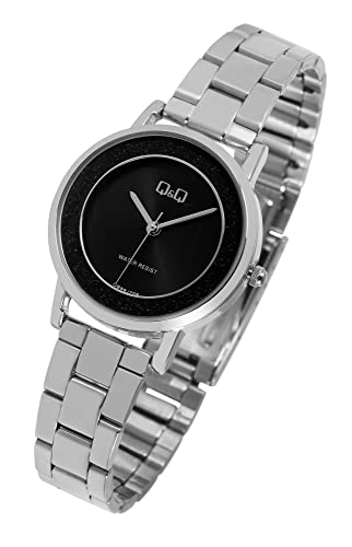 Q&Q by Citizen Damen Armband Uhr Schwarz Silber Analog Edelsthal Quarz Mode 3ATM Frauen 9QB99J208Y von Excellanc