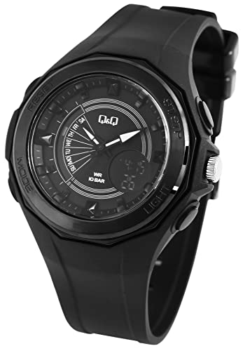 Q&Q by Citizen Damen Herren Armband Uhr Schwarz Negativ Display Analog Digital Negativ 100M WR Frauen Männer 9GW91J002Y von Excellanc