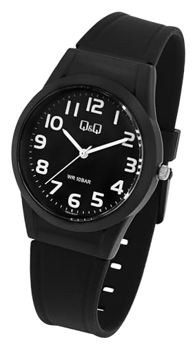 Q&Q by Citizen Herren Armband Uhr Schwarz Analog Kunststoff Silikon Quarz 10ATM Mode Männer 9V25A001VY von Excellanc