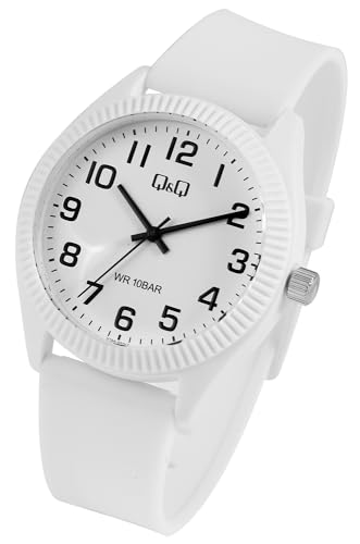 Q&Q by Citizen Herren Armband Uhr Weiß Analog Kunststoff Silikon Quarz 10ATM Mode Männer 9V12A001VY von Excellanc