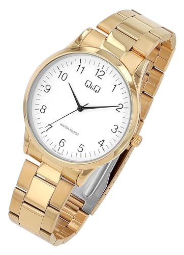 Q&Q by Citizen Herren Armband Uhr Weiß Gold Analog Edelstahl Klassik Mode Quarz 3ATM Männer 9C08A005PY von Excellanc