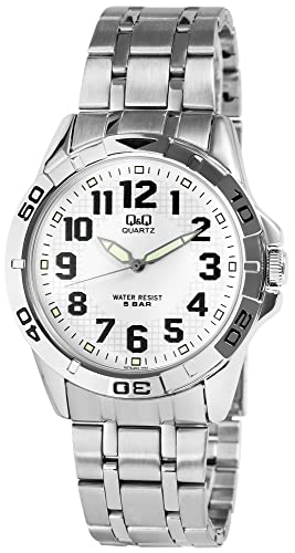 Q&Q by Citizen Herren Armband Uhr Weiß Silber Edelstahl Analog Quarz 5ATM Männer 9Q576J204Y von Excellanc