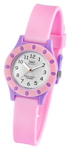 Q&Q by Citizen Kinder Armband Uhr Silber Rosa Lila Silikon Mädchen Analog Quarz 9VQ13J013Y von Excellanc