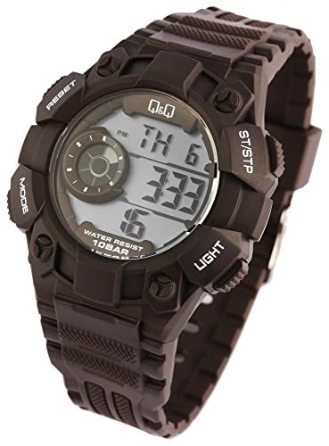 Sportliche Q&Q by Citizen Analog Digital Herren Armband Uhr Schwarz Braun Alarm Chrono 10ATM Männer 9M176J006Y von Excellanc