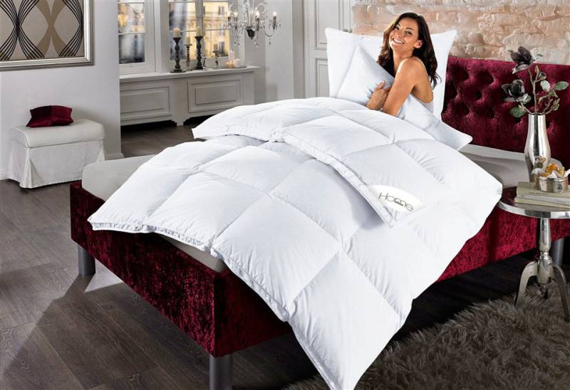 Home affaire Daunenbettdecke + Kopfkissen "Köniz, Bettdecke 135x200&155x220 cm mit 80x80 cm Kissen Made in Green" 2-tlg., Set mit Kissen, allergiker geeignet (Hausstauballergiker) von home affaire